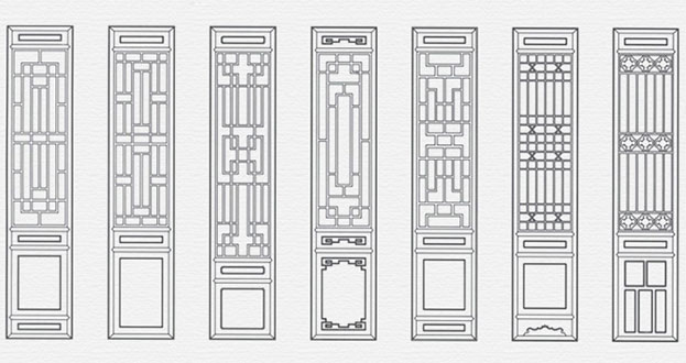 呈贡常用中式仿古花窗图案隔断设计图